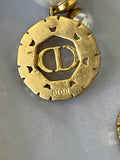 Pre Loved Dior Gold Plated Tribales Earrings feature CD letter charms, white pearl drop crystal detail (excellent)