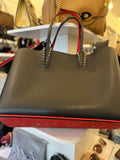 Pre Loved Christian Louboutin Cabata Black Tote Gunmetal Spikes