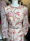 Pre Loved Zimmerman Pink Floral Dress & Jewelled Belt Size 0 U.K. 8 (New+Tag)