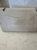 Pre Loved Chanel 2.55 Re-issue flap bag in cream embossed leather with matching purse