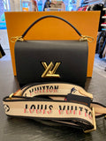 Louis Vuitton Twist MM in Black Epi Leather with Jacquard Bandouliere Strap