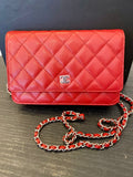 Pre Loved Chanel Wallet on Chain in Red Caviar Leather (excellent)