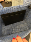 Pre Loved Loewe blue woven raffia x Paula Ibiza tote bag (excellent)