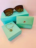 Pre Loved Tiffany & Co Bifold Compact Wallet Purse in Tiffany Blue
