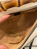 Pre Loved Gucci GG Marmont Bamboo Top Handle Handbag in White