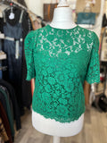 Pre Loved Dolce & Gabbana Green Lace Top size 38 fits U.K. 6-8