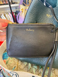 Pre Loved Mulberry Millie tote bag in green leather with webbing strap
