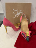 Pre Loved Christian Louboutin Maripo 100 Pink Suede Butterfly Heels UK5 (new)