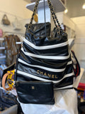Chanel 22 in Black & White Striped Calfskin (new)