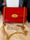Pre Loved Mulberry Small Darley in Red Croc style Leather