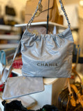 Pre Loved Chanel 22 in Grey Calf Leather 2023 (pristine)