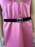 Pre Loved Chanel black Suede Belt With Crystal Embellisment UK12