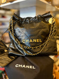 Pre Loved Chanel 22 in Black Shiny Calf Leather (new)