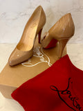 Pre Loved Christian Louboutin 100 Nude Patent Heels UK3.5