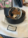 Gucci Black Leather GG Belt 95cm