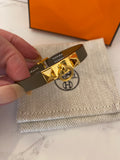 Pre Loved Hermes Mini Rivale Bracelet in Etoupe Leather - NEW