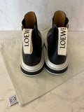 Loewe Terra leather chelsea boots in black & white leather UK 4