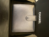 Pre Loved Chanel Blue Iridescent Leather Purse with Camellia - Excellent