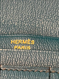Pre Loved Hermes Bearn Wallet in Exotic Leather in Soufflé Blue (pristine unused)