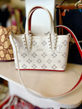 Pre Loved Christian Louboutin Cabata Nano Bag in White - excellent