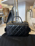 Chanel Quilted Crossbody Vanity Case in Black Leather