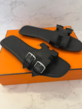 Pre Loved Hermes Oran Buckle Sandal in Black UK 5 (as new)