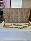 Pre Loved Christian Dior Cannage Pouch in Gris Leather - Excellent