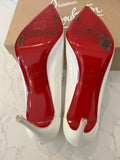 Pre Loved Christian Louboutin Sporty Kate 85 White Patent Heels UK 7