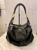 Pre Loved Vintage Prada Black Leather Slouchy Hobo Bag