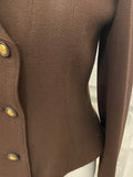 Pre Loved Chanel Brown Wool Crepe Jacket FR42 UK 12