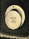Pre Loved Chanel Deauville Tote Bag Leather Handles & Fabric & Chain Straps