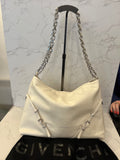 Pre Loved Givenchy Voyou Medium Ecru Leather Shoulder Bag (as new)