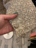 Pre Loved Chanel Gold Metallic Threads Tweed Jacket Fr46 Fits UK 14