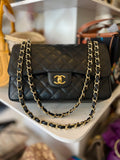 Pre Loved Chanel Double Flap Jumbo in Black Caviar Leather (excellent)