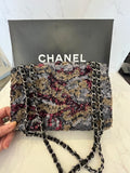 Pre Loved Chanel Flap Bag in Anthracite, Taupe & Bordeaux Matte Sequins (excellent)