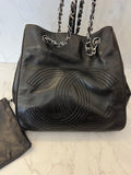 Pre Loved Chanel Vintage Coco Mark Shoulder / Crossbody Bucket Bag in Black Lambskin Leather