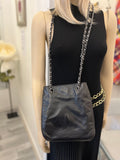 Pre Loved Chanel Vintage Coco Mark Shoulder / Crossbody Bucket Bag in Black Lambskin Leather