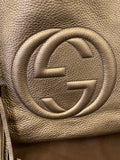 Pre Loved Gucci Soho Chain Shoulder Bag in Metallic Pewter Leather (excellent)