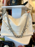 Pre Loved Givenchy Voyou Medium Ecru Leather Shoulder Bag (as new)