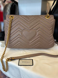 Gucci GG Marmont Matelasse Shoulder Bag in Taupe