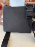 Pre Loved Gucci Black Nylon Messenger Bag with Web Stripe