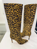 Pre Loved Gianvito Rossi Hunter Pony Leopard Print Knee High Boots UK 3 (new)