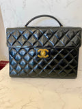 Pre Loved Chanel Vintage 1990's Quilted Patent Leather Briefcase