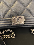 Pre Loved Chanel Boy Wallet on Chain Black Caviar Leather 2022. (Excellent)