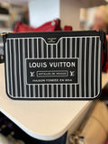 Pre Loved Louis Vuitton Black and White Stripe Neverfull Pouch - Excellent