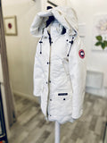 Pre Loved Canada Goose Mid Length White Padded Coat - UK XSmall (Fits uk8)