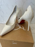 Pre Loved Christian Louboutin Sporty Kate 85 White Patent Heels UK 7
