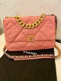 Pre Loved Chanel 19 in Pink Quilted Lambskin Leather - Excellent
