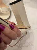 Pre Loved Gucci Marmont White /Cream Leather Block Heeled Sandals UK 8