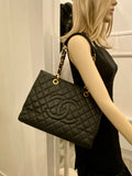 Pre Loved Chanel GST Grand Shopper Tote in Black Caviar Leather
